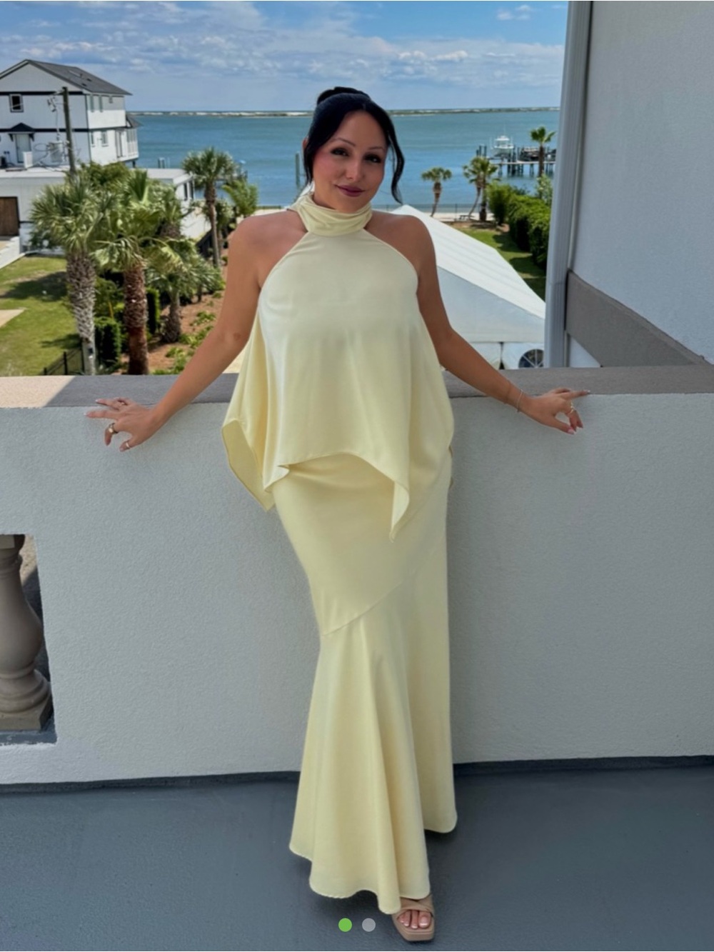Club L London Pale Yellow two piece dress